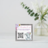 Carte D'accompagnement QR Code Baby Elephant Registry Purple Pink Yellow (Debout devant)