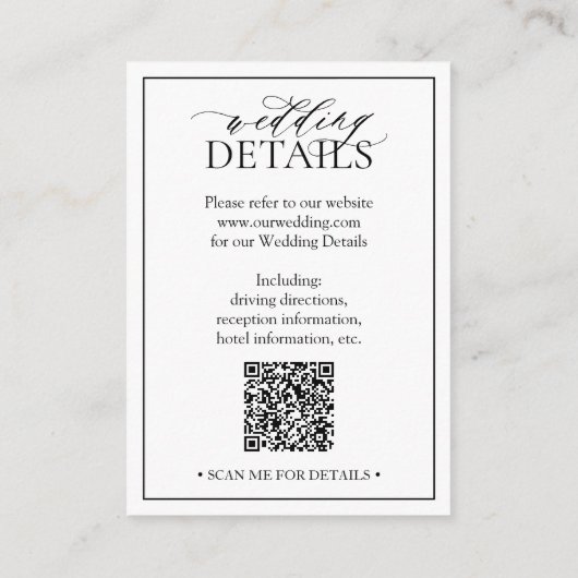 Carte D'accompagnement QR Code Black White Leafer Crest Détails du monogr (Dos)