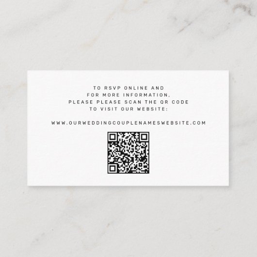 Carte D'accompagnement QR code black white monogram wedding details (Dos)