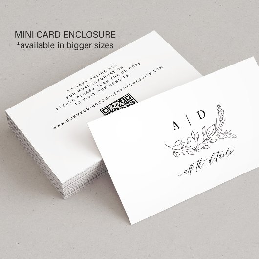 Carte D'accompagnement QR code black white monogram wedding details