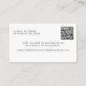 Carte D'accompagnement QR code black white monogram wedding website RSVP (Dos)