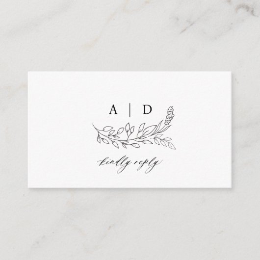 Carte D'accompagnement QR code black white monogram wedding website RSVP (Devant)