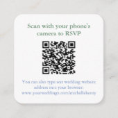 Carte D'accompagnement QR Code Bleu Blanc Noel Mariage RSVP (Devant)