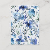 Carte D'accompagnement qr code Blue Watercolor Fleur sauvage Mariage (Dos)