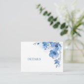 Carte D'accompagnement QR Code Blue Watercolor Flower  (Debout devant)