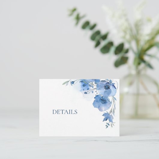 Carte D'accompagnement QR Code Blue Watercolor Flower  (Debout devant)