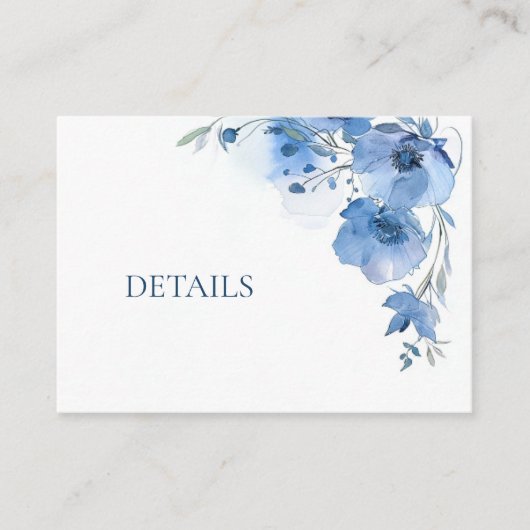 Carte D'accompagnement QR Code Blue Watercolor Flower  (Devant)
