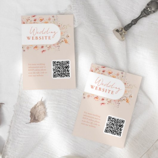 Carte D'accompagnement QR Code Boho Fleur sauvage site Web Mariage