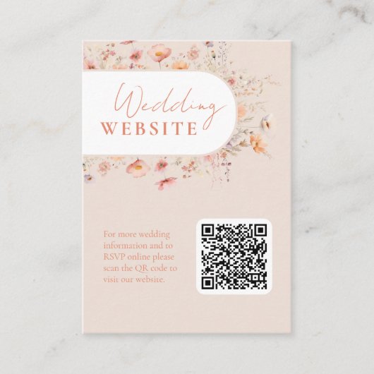 Carte D'accompagnement QR Code Boho Fleur sauvage site Web Mariage (Devant)