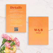 Carte D'accompagnement QR Code Bold Modern Orange Sunset Wedding Details