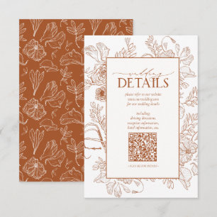Carte D'accompagnement QR Code Burange Orange Floral Détails sur le Maria