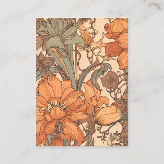 Carte D'accompagnement qr code Burnt Orange Floral Art Nouveau Mariage (Dos)