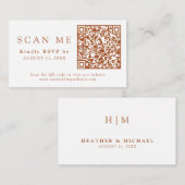 Carte D'accompagnement QR Code Burnt Orange Wedding RSVP (Devant / Derrière)
