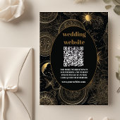 Carte D'accompagnement qr code Celestial Black Gold Mariage
