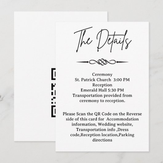 Carte D'accompagnement QR Code Celtic Knotwork Arrow Wedding Details (Devant / Derrière)