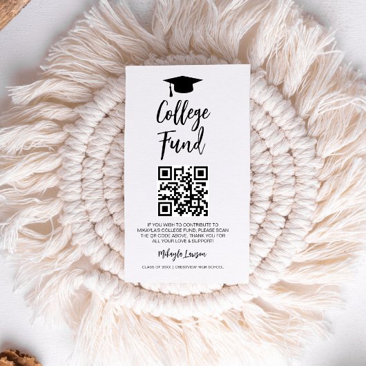 Carte D'accompagnement QR Code College Fund Graduate Party