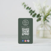Carte D'accompagnement QR Code Connexion Us Social Media Forest Green (Debout devant)
