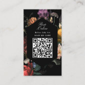 Carte D'accompagnement QR Code Dark Moody Black Floral Website RSVP (Devant)