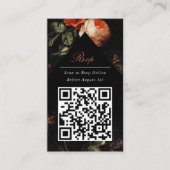 Carte D'accompagnement QR Code Dark Moody Black Floral Website RSVP (Devant)