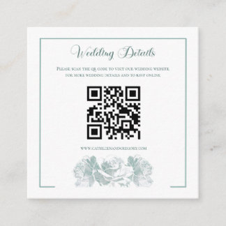 Carte D'accompagnement QR Code de mariage calligraphié vert sauge