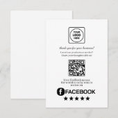 Carte D'accompagnement QR Code de révision Facebook | Lien de rétroaction (Devant / Derrière)