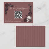 Carte D'accompagnement QR Code de Site Web de Mariage Crâne Floral Mauve (Devant / Derrière)