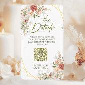 Carte D'accompagnement QR Code Détails du Mariage Boho Gold Foliage