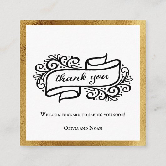 Carte D'accompagnement QR Code Elegant Gold Noir Noir Noir Mariage RSVP (Dos)
