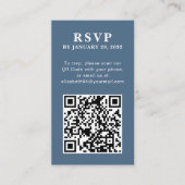 Carte D'accompagnement QR Code élégant simple photo en ligne bleu RSVP (Devant)