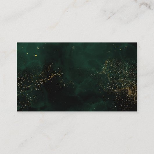 Carte D'accompagnement Qr Code Emerald Green Magic Gold Mariage RVSP (Dos)