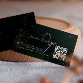 Carte D'accompagnement Qr Code Emerald Green Magic Gold Mariage RVSP