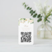 Carte D'accompagnement QR Code en ligne Creme photo Floral Website RSVP (Debout devant)