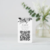 Carte D'accompagnement QR Code en ligne Photo Black Floral Site Web (Debout devant)