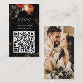 Carte D'accompagnement QR Code en ligne photo Black Floral Website RSVP (Devant / Derrière)
