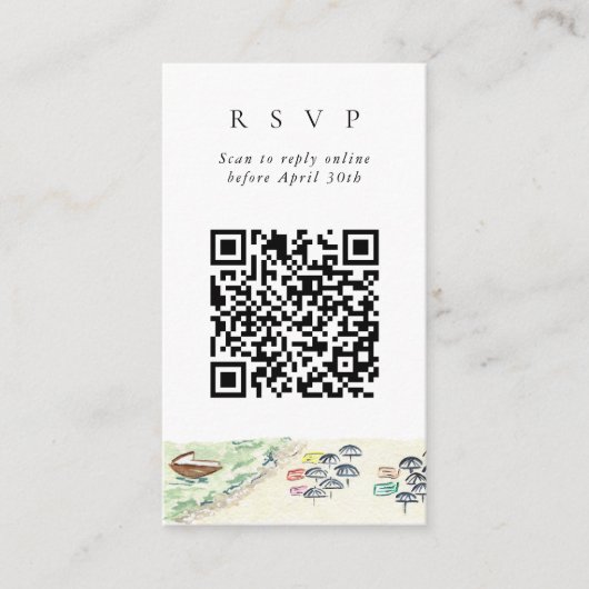 Carte D'accompagnement QR Code en ligne Plage Positano Site RSVP (Devant)