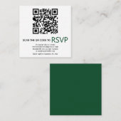 Carte D'accompagnement QR code en ligne RSVP mariage vert émeraude modern (Devant / Derrière)