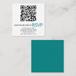 Carte D'accompagnement QR code en ligne RSVP moderne turquoise bleu maria