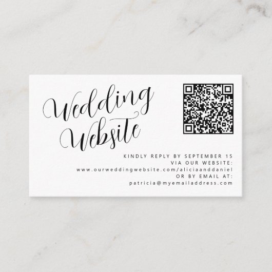 Carte D'accompagnement QR code en ligne RSVP site mariage moderne (Devant)