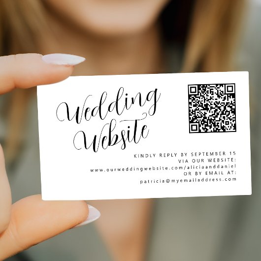 Carte D'accompagnement QR code en ligne RSVP site mariage moderne
