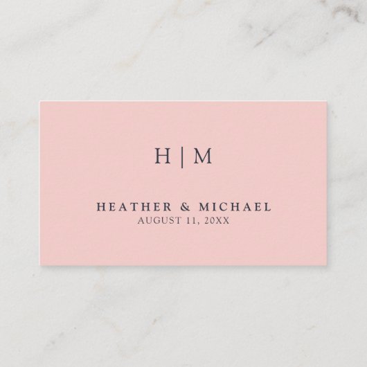 Carte D'accompagnement QR Code et site Mariage Blush rose et bleu marine  (Dos)