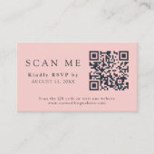 Carte D'accompagnement QR Code et site Mariage Blush rose et bleu marine  (Devant)