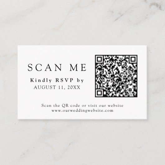 Carte D'accompagnement QR Code et site web Mariage Automne été RSVP (Devant)