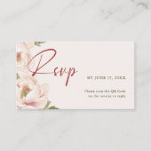 Carte D'accompagnement QR Code et site web Mariage Blush Pink RSVP (Devant)