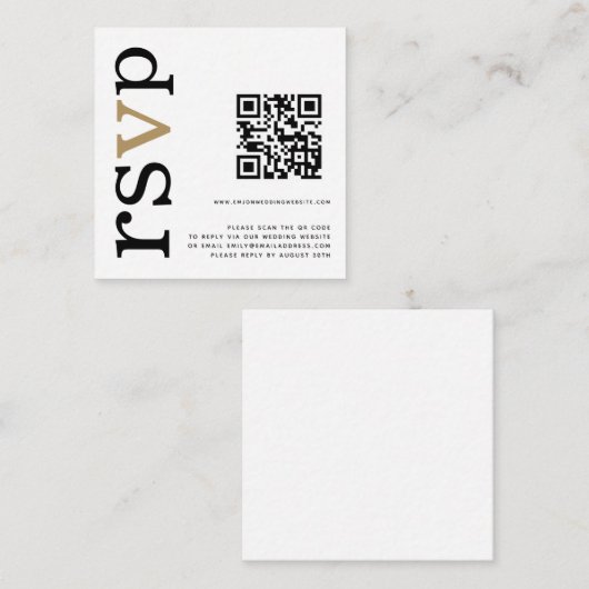 Carte D'accompagnement QR Code Gold Black Texte Blanc Mariage en ligne RS (Devant / Derrière)