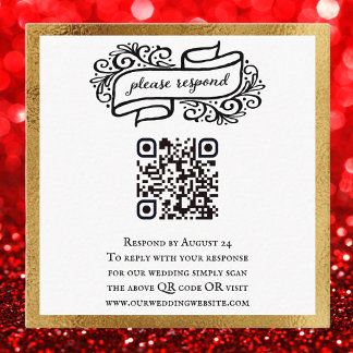 Carte D'accompagnement QR Code Gold Noir Noir Noir Noir Mariage RSVP