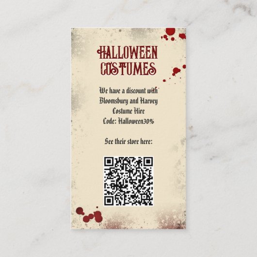 Carte D'accompagnement QR Code Halloween Costume Website Déplaisant Nosfe (Dos)