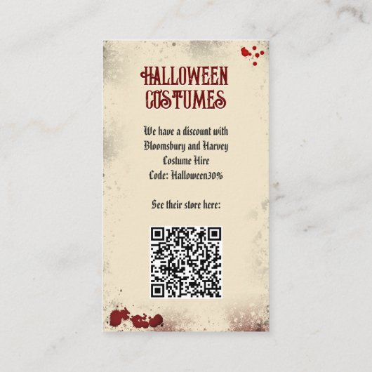 Carte D'accompagnement QR Code Halloween Costume Website Dracula Castle (Dos)