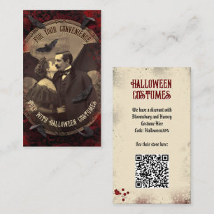 Carte D'accompagnement QR Code Halloween Costume Website Romantic Dracula