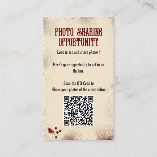 Carte D'accompagnement QR Code Halloween Photos Site web Dracula's Castle (Dos)