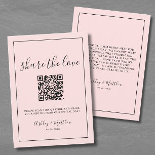 Carte D'accompagnement QR Code Invité Partage de photos Mariage rose pâle